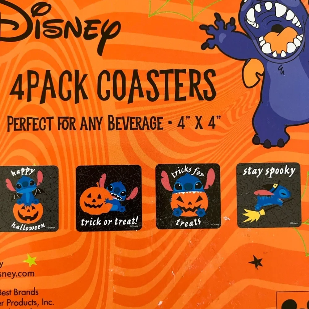 DISNEY Stitch Halloween Beverage Coasters Set of 4 NEW NIB